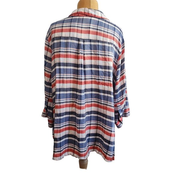 Catherines Womens Blue Plaid Pullover 100% Rayon Top Size 3x (26/28) - Picture 3 of 6